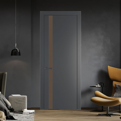 Межкомнатная дверь ProfilDoors 18 PW Графит Монохром гляссе молдинг Серая ночь