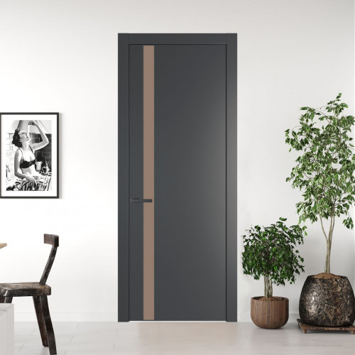 Межкомнатная дверь ProfilDoors 18 PW Графит Монохром капучино молдинг Серая ночь