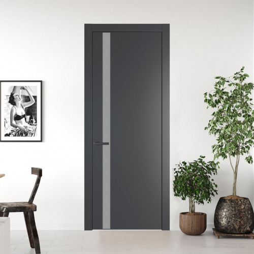 Межкомнатная дверь ProfilDoors 18 PW Графит Монохром серый молдинг Серая ночь