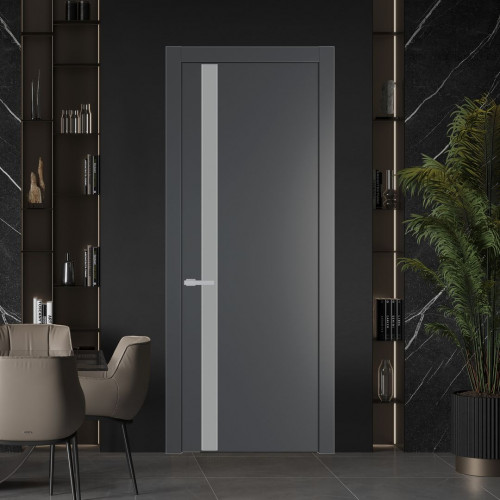 Межкомнатная дверь ProfilDoors 18 PW Графит Монохром серый молдинг Серебро