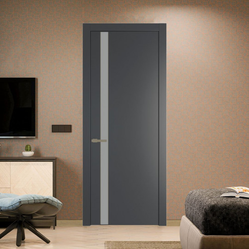 Межкомнатная дверь ProfilDoors 18 PW Графит Монохром серый молдинг Шампань