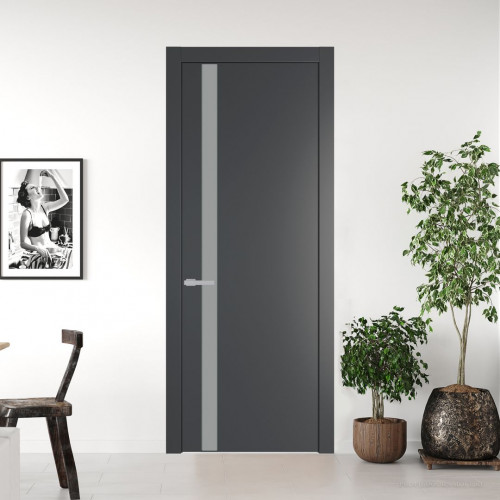 Межкомнатная дверь ProfilDoors 18 PW Графит Монохром серый молдинг Зеленый воск