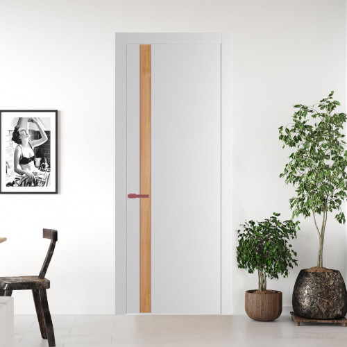 Межкомнатная дверь ProfilDoors 18 PW Крем Вайт Дуб Карамель молдинг Красный антрацит