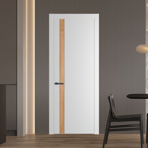 Межкомнатная дверь ProfilDoors 18 PW Крем Вайт Дуб Карамель молдинг Серая ночь