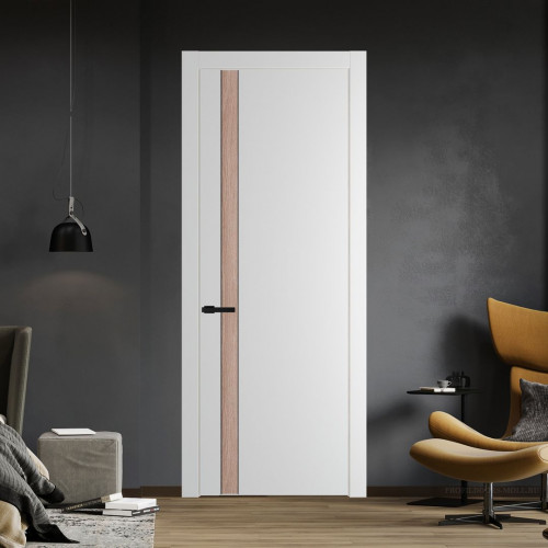 Межкомнатная дверь ProfilDoors 18 PW Крем Вайт Дуб Сонома молдинг Черный матовый