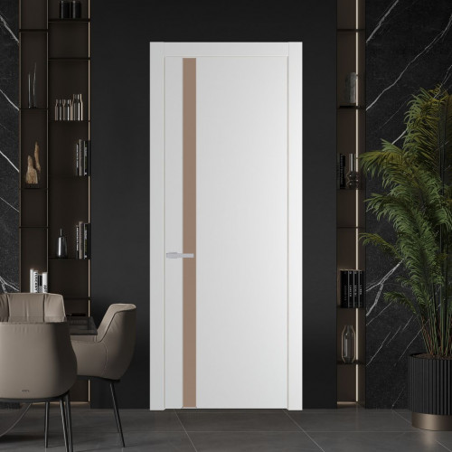 Межкомнатная дверь ProfilDoors 18 PW Крем Вайт Монохром капучино молдинг Серебро