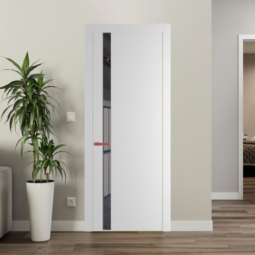 Межкомнатная дверь ProfilDoors 18 PW Крем Вайт Зеркало Grey молдинг Красный антрацит