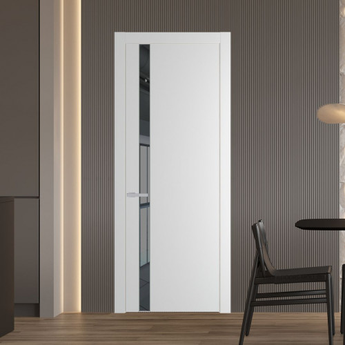 Межкомнатная дверь ProfilDoors 18 PW Крем Вайт Зеркало Grey молдинг Зеленый воск