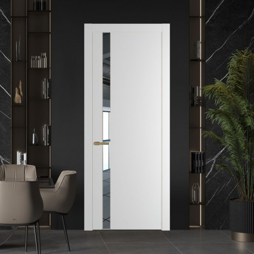 Межкомнатная дверь ProfilDoors 18 PW Крем Вайт Зеркало молдинг Золото