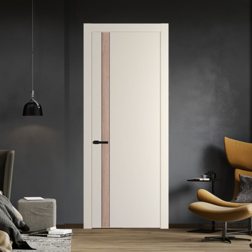 Межкомнатная дверь ProfilDoors 18 PW Кремовая Магнолия Дуб Сонома молдинг Черный матовый