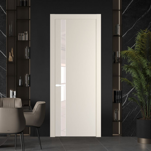 Межкомнатная дверь ProfilDoors 18 PW Кремовая Магнолия Lacobel Перламутровый лак молдинг Вайт