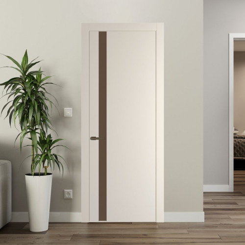 Межкомнатная дверь ProfilDoors 18 PW Кремовая Магнолия Монохром гляссе молдинг Деорэ