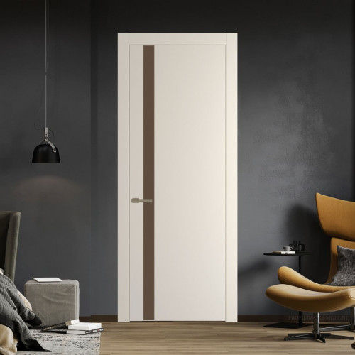 Межкомнатная дверь ProfilDoors 18 PW Кремовая Магнолия Монохром гляссе молдинг Шампань