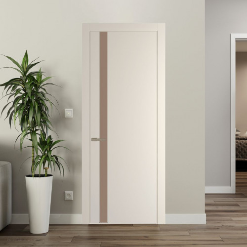 Межкомнатная дверь ProfilDoors 18 PW Кремовая Магнолия Монохром капучино молдинг Никель матовый