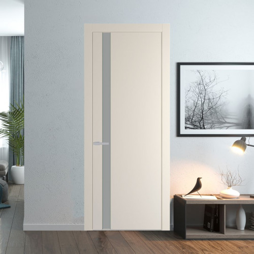 Межкомнатная дверь ProfilDoors 18 PW Кремовая Магнолия Монохром серый молдинг Зеленый воск