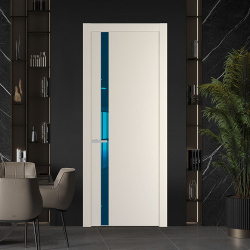 Межкомнатная дверь ProfilDoors 18 PW Кремовая Магнолия Зеркало Blue молдинг Зеленый воск