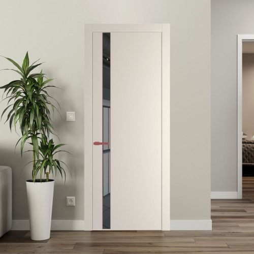 Межкомнатная дверь ProfilDoors 18 PW Кремовая Магнолия Зеркало Grey молдинг Красный антрацит