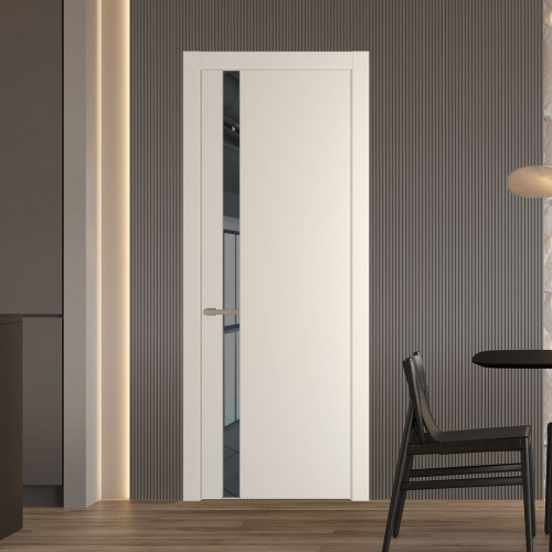 Межкомнатная дверь ProfilDoors 18 PW Кремовая Магнолия Зеркало Grey молдинг Никель матовый