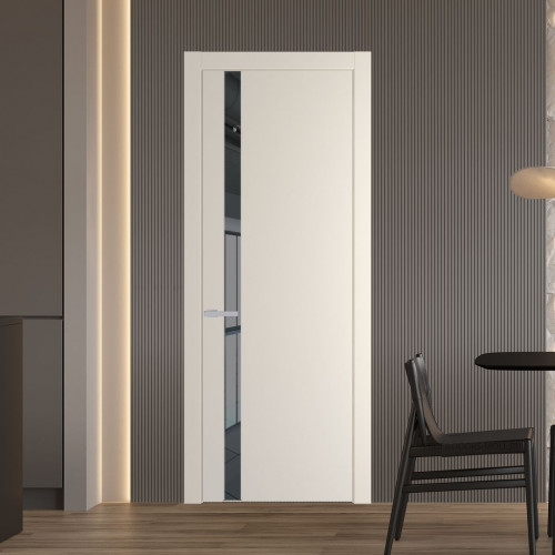 Межкомнатная дверь ProfilDoors 18 PW Кремовая Магнолия Зеркало Grey молдинг Серебро