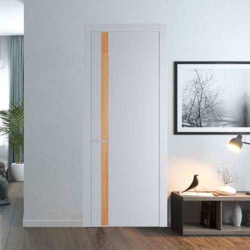 Межкомнатная дверь ProfilDoors 18 PW Лайт Грей Дуб Карамель молдинг Серебро