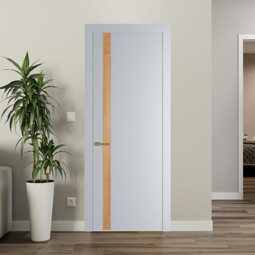 Межкомнатная дверь ProfilDoors 18 PW Лайт Грей Дуб Карамель молдинг Золото