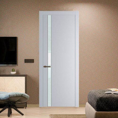 Межкомнатная дверь ProfilDoors 18 PW Лайт Грей Lacobel Белый лак молдинг Деорэ