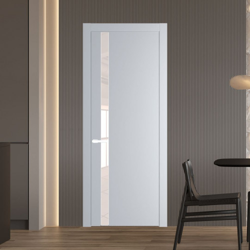 Межкомнатная дверь ProfilDoors 18 PW Лайт Грей Lacobel Перламутровый лак молдинг Вайт