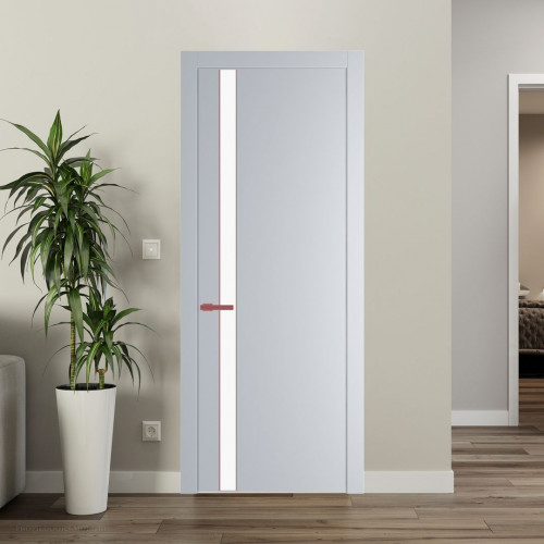 Межкомнатная дверь ProfilDoors 18 PW Лайт Грей Монохром белый просветленный молдинг Красный антрацит