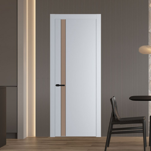 Межкомнатная дверь ProfilDoors 18 PW Лайт Грей Монохром капучино молдинг Черный матовый