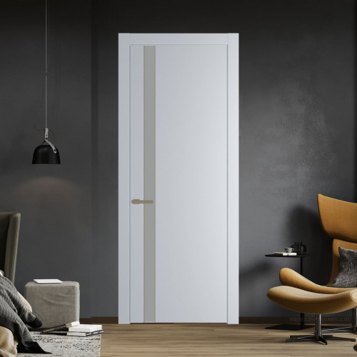 Межкомнатная дверь ProfilDoors 18 PW Лайт Грей Монохром серый молдинг Шампань