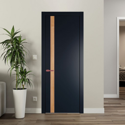 Межкомнатная дверь ProfilDoors 18 PW Нэви Блу Дуб Карамель молдинг Красный антрацит