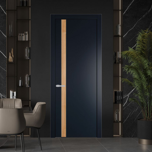 Межкомнатная дверь ProfilDoors 18 PW Нэви Блу Дуб Карамель молдинг Зеленый воск