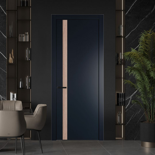Межкомнатная дверь ProfilDoors 18 PW Нэви Блу Дуб Сонома молдинг Черный матовый