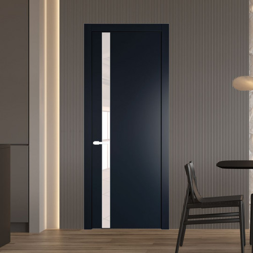 Межкомнатная дверь ProfilDoors 18 PW Нэви Блу Lacobel Перламутровый лак молдинг Вайт