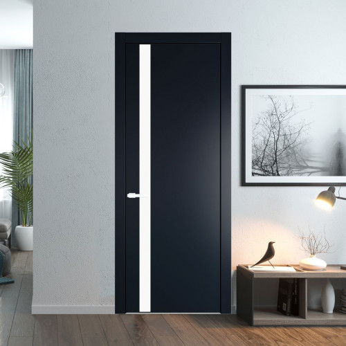 Межкомнатная дверь ProfilDoors 18 PW Нэви Блу Монохром белый просветленный молдинг Вайт