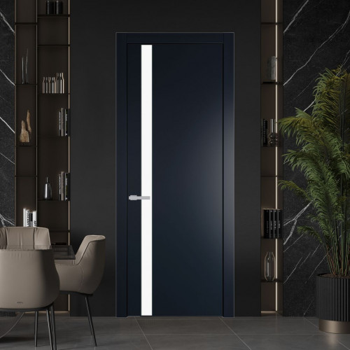 Межкомнатная дверь ProfilDoors 18 PW Нэви Блу Монохром белый просветленный молдинг Зеленый воск