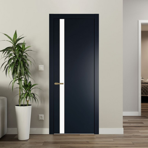 Межкомнатная дверь ProfilDoors 18 PW Нэви Блу Монохром белый просветленный молдинг Золото