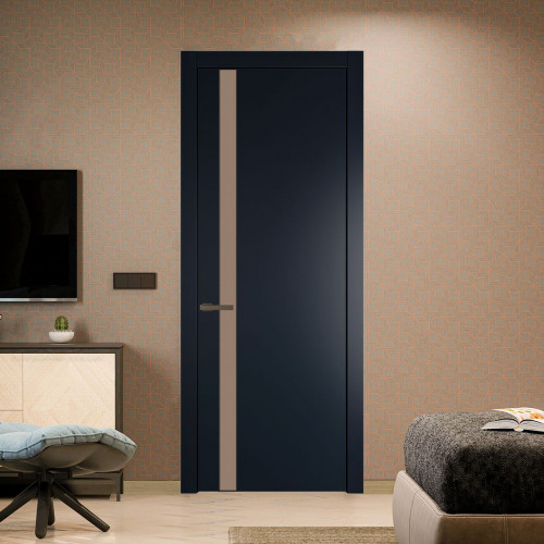 Межкомнатная дверь ProfilDoors 18 PW Нэви Блу Монохром капучино молдинг Деорэ
