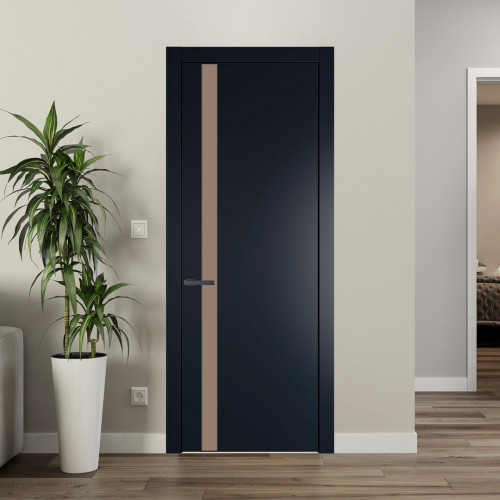 Межкомнатная дверь ProfilDoors 18 PW Нэви Блу Монохром капучино молдинг Серая ночь