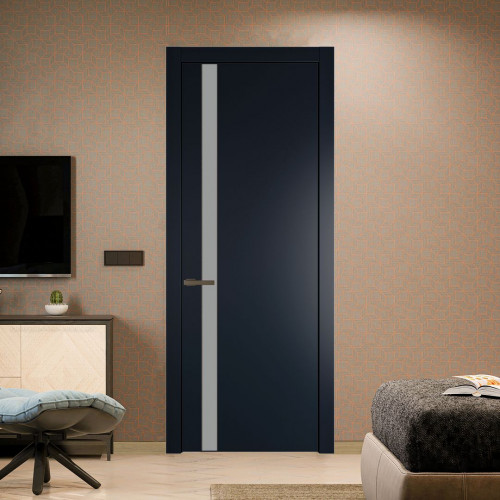 Межкомнатная дверь ProfilDoors 18 PW Нэви Блу Монохром серый молдинг Деорэ