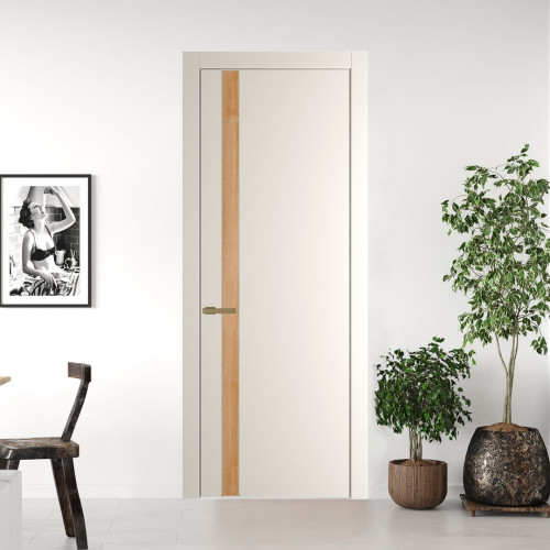 Межкомнатная дверь ProfilDoors 18 PW Перламутр белый Дуб Карамель молдинг Золото