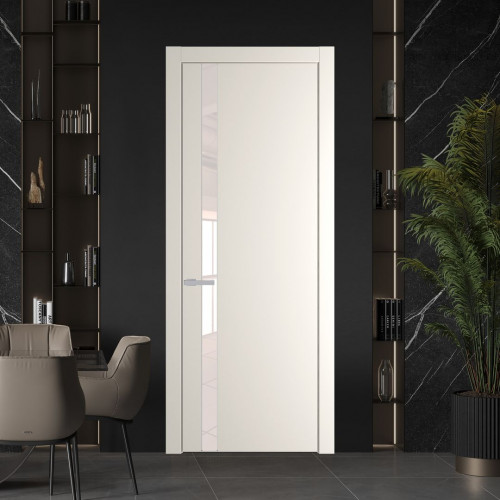 Межкомнатная дверь ProfilDoors 18 PW Перламутр белый Lacobel Перламутровый лак молдинг Серебро