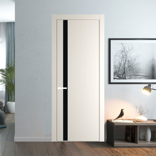 Межкомнатная дверь ProfilDoors 18 PW Перламутр белый Монохром черный молдинг Вайт