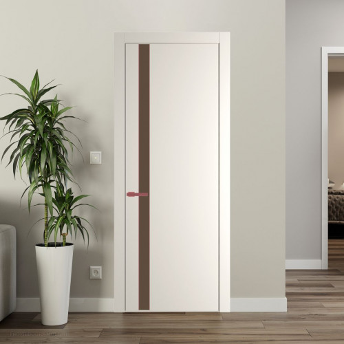 Межкомнатная дверь ProfilDoors 18 PW Перламутр белый Монохром гляссе молдинг Красный антрацит