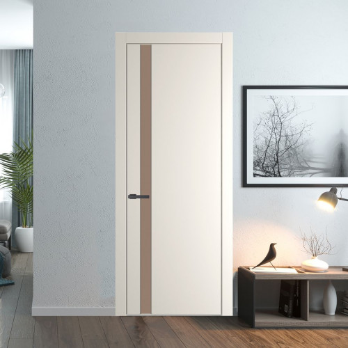 Межкомнатная дверь ProfilDoors 18 PW Перламутр белый Монохром капучино молдинг Серая ночь