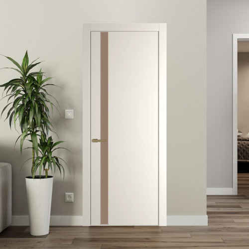Межкомнатная дверь ProfilDoors 18 PW Перламутр белый Монохром капучино молдинг Золото