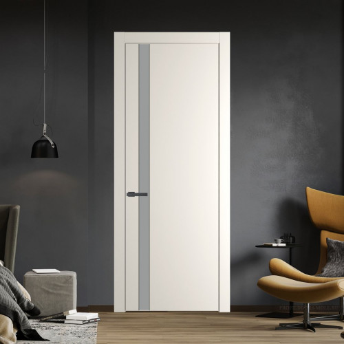 Межкомнатная дверь ProfilDoors 18 PW Перламутр белый Монохром серый молдинг Серая ночь