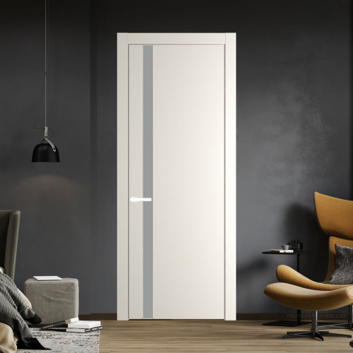 Межкомнатная дверь ProfilDoors 18 PW Перламутр белый Монохром серый молдинг Вайт