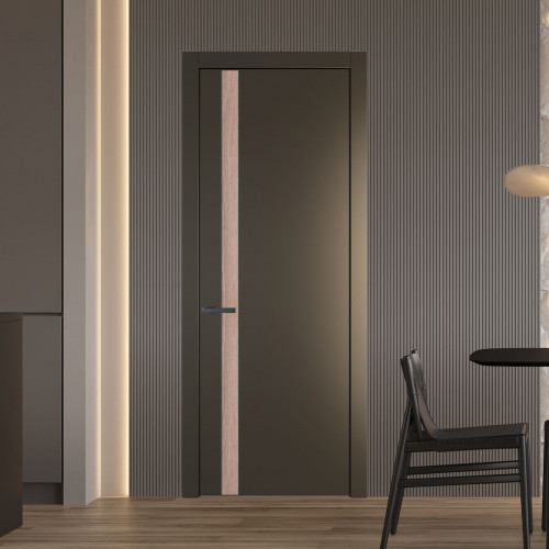 Межкомнатная дверь ProfilDoors 18 PW Перламутр бронза Дуб Сонома молдинг Серая ночь