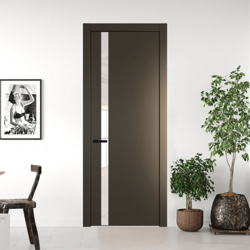 Межкомнатная дверь ProfilDoors 18 PW Перламутр бронза Lacobel Перламутровый лак молдинг Черный матовый